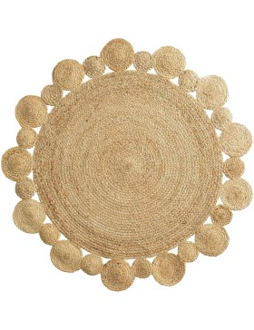 Rond vloerkleed 120 cm opengewerkt jute cordou_