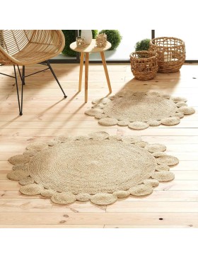 Rond vloerkleed 120 cm opengewerkt jute cordou_