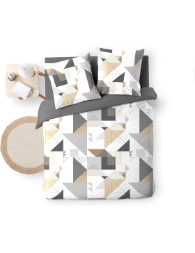 Juego de cama Trigone - Microfibra estampada, suave y con certificación Oeko-Tex