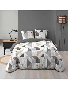 Juego de cama Trigone - Microfibra estampada, suave y con certificación Oeko-Tex