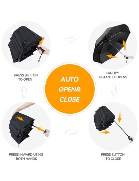 Paraplu, automatisch opvouwbare paraplu, opvouwbare paraplu, lichtgewicht en compact