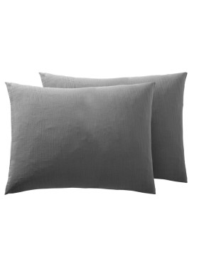 Juego de 2 fundas de almohada de gasa de algodón: suaves, transpirables y con certificación Oeko-Tex.