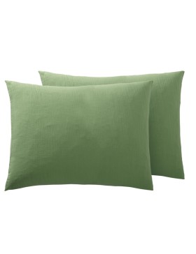 Juego de 2 fundas de almohada de gasa de algodón: suaves, transpirables y con certificación Oeko-Tex.