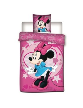 Parure de Lit Disney Minnie – Housse de Couette Réversible 140x200 cm + Taie d'oreiller 63x63 cm – 100% Polyester