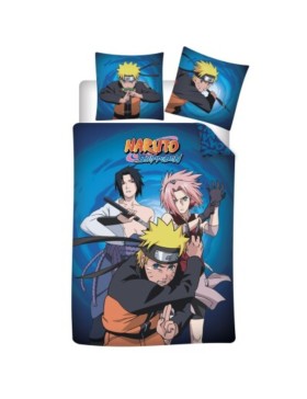 Parure de Lit Naruto Shippuden – Housse de Couette Réversible 140x200 cm + Taie d'oreiller 63x63 cm – 100% Microfibre