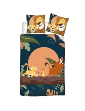 Parure de Lit Disney Le Roi Lion – Housse de Couette Réversible 140x200 cm + Taie d'oreiller 65x65 cm – Oeko Tex