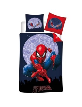 Parure de Lit Réversible Spider-Man – Housse de Couette 140x200 cm + Taie d'Oreiller 65x65 cm – Polycoton