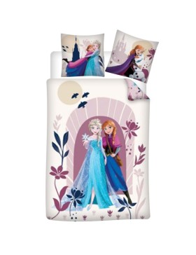 Parure de Lit Disney La Reine des Neiges – Housse de Couette 140x200 cm + Taie d'Oreiller 65x65 cm – Polycoton