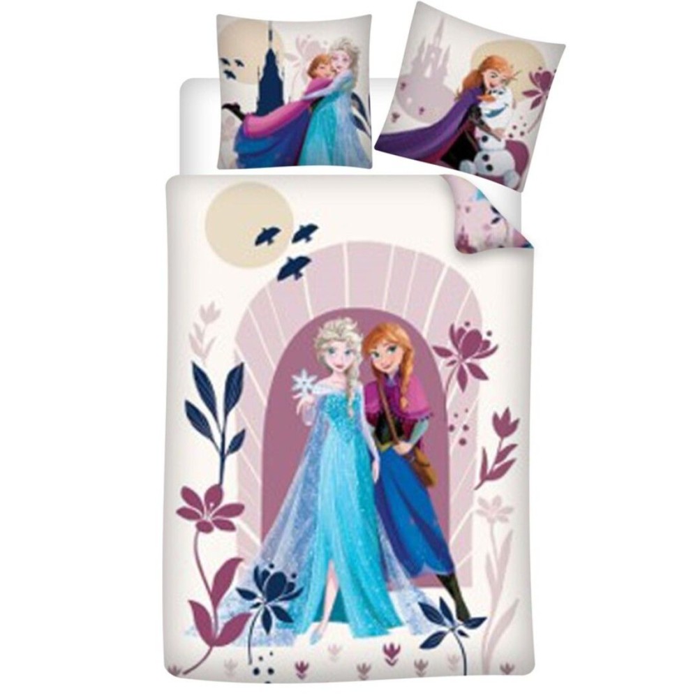 Parure de Lit Disney La Reine des Neiges – Housse de Couette 140x200 cm + Taie d'Oreiller 65x65 cm – Polycoton