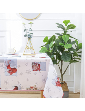 Mantel navideño rectangular - Tejido antimanchas e impermeable - Copos de nieve - 150 x 240 cm