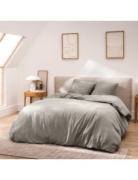3-delige beddengoedset - 100% garengeverfd katoen - Meline