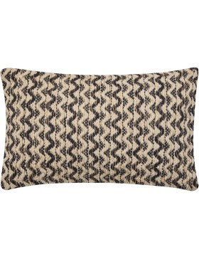 Afneembare kussenhoes 30x50 cm katoen/polyester Fancy - LOUMEO Zwart