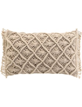 30x50 cm Macramé Katoenen Kussen met Afneembare Hoes - Indy | Boheemse Elegantie en Comfort