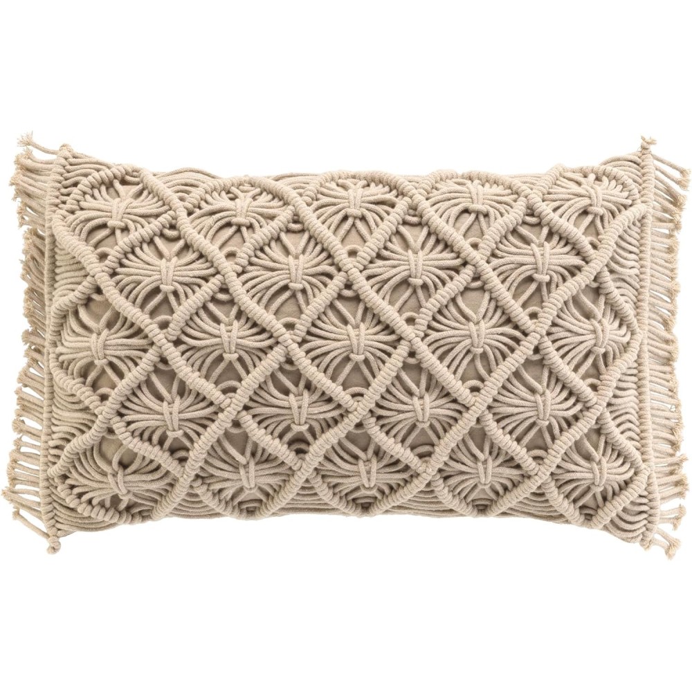 30x50 cm Macramé Katoenen Kussen met Afneembare Hoes - Indy | Boheemse Elegantie en Comfort