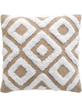 HOUSSE DE COUSSIN +ENCART 40 x 40 CM JUTE+COTON TUFTE DAMIA