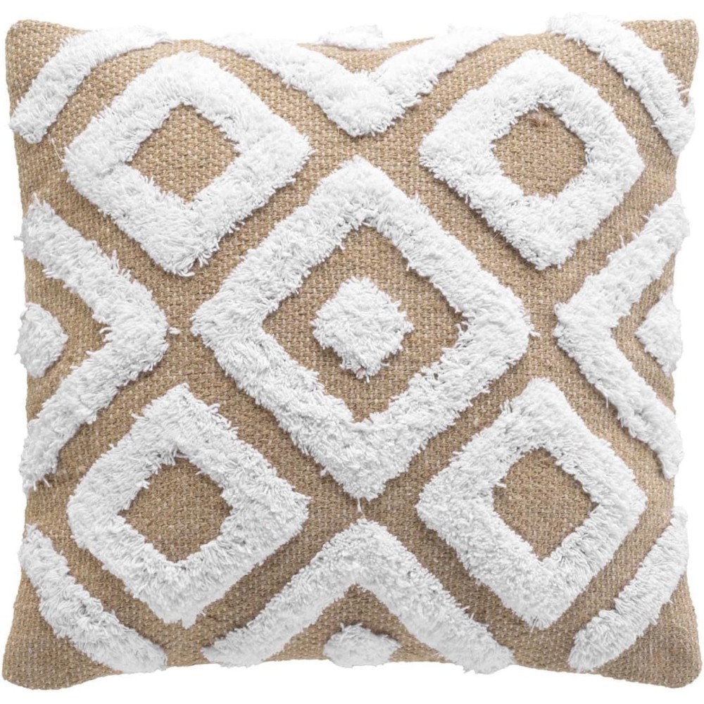 HOUSSE DE COUSSIN +ENCART 40 x 40 CM JUTE+COTON TUFTE DAMIA