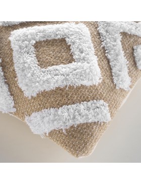 Funda de cojín + inserto 40 x 40 cm yute + algodón tufted damia