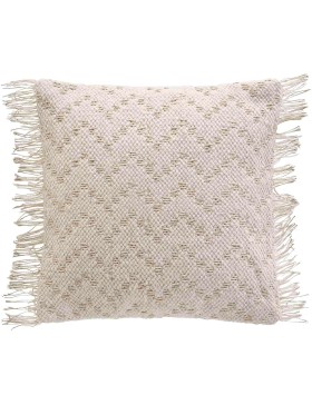 Housse de Coussin Franges 40x40 cm Coton/Polyester + Fils Métallisés - IKAT