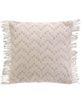 Kussenhoes met franjes 40x40 cm Katoen/Polyester + Metallic Draden - IKAT