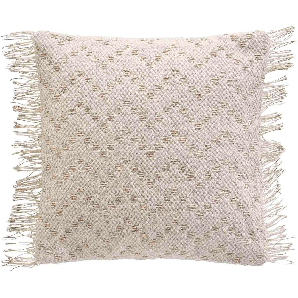 Housse de Coussin Franges 40x40 cm Coton/Polyester + Fils Métallisés - IKAT