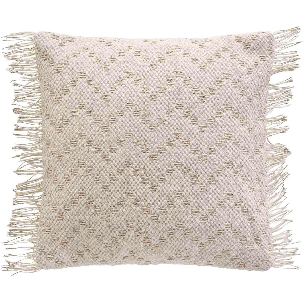 Kussenhoes met franjes 40x40 cm Katoen/Polyester + Metallic Draden - IKAT