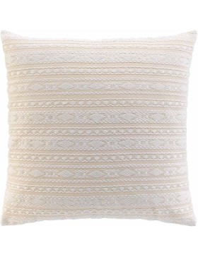 Coussin Déhoussable 60x60 cm Polycoton Fantaisie avec Fils Métallisés - ILIES