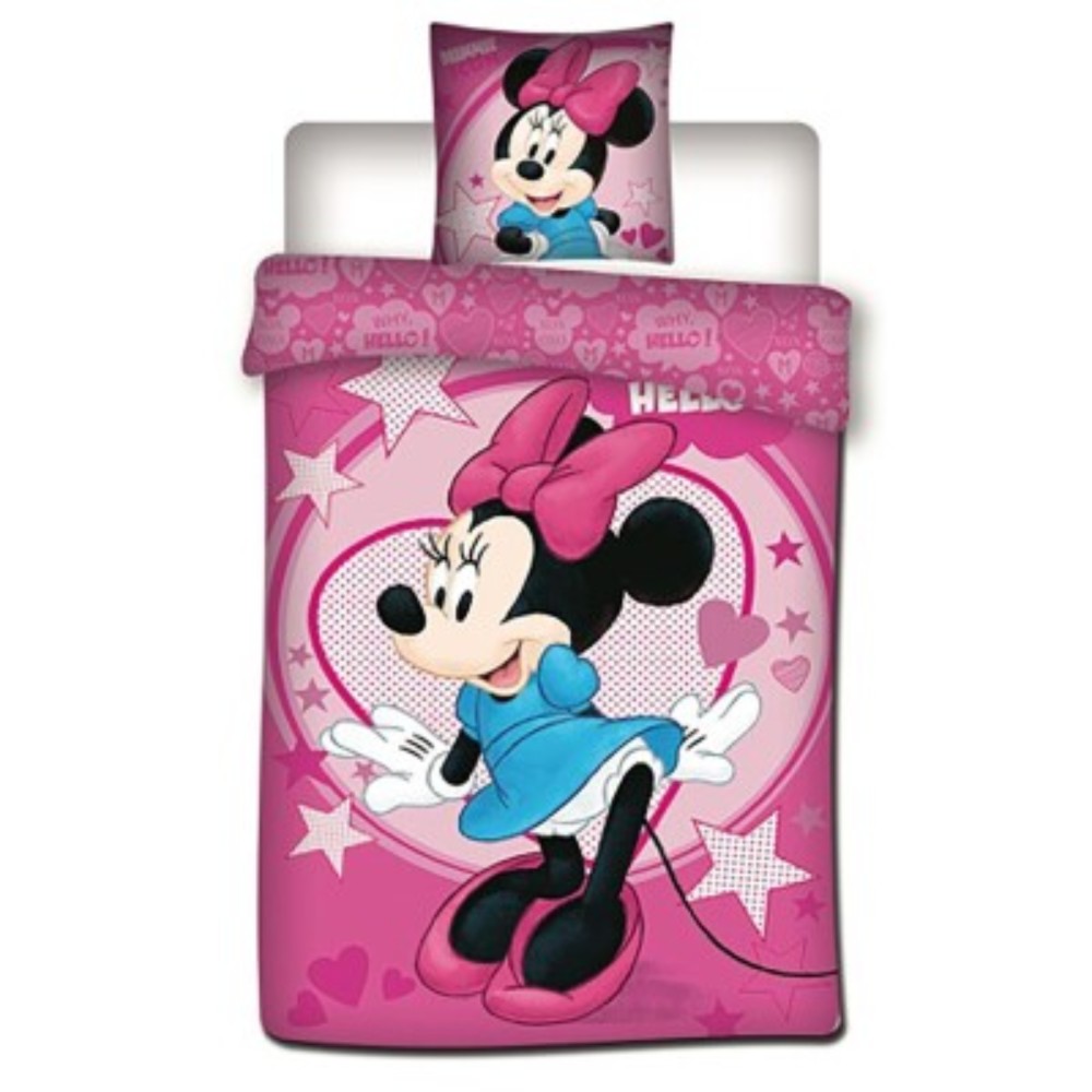 Parure de Lit Disney Minnie – Housse de Couette Réversible 140x200 cm + Taie d'oreiller 63x63 cm – 100% Polyester