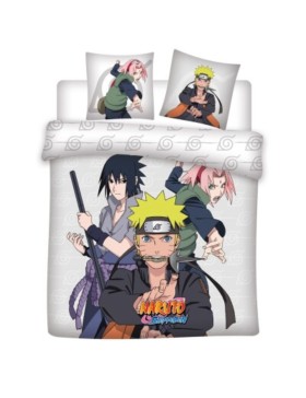 Parure de Lit Double Naruto Shippuden – Housse de Couette 220x240 cm + 2 Taies d'oreiller 63x63 cm – Oeko Tex – 100% Microfibre