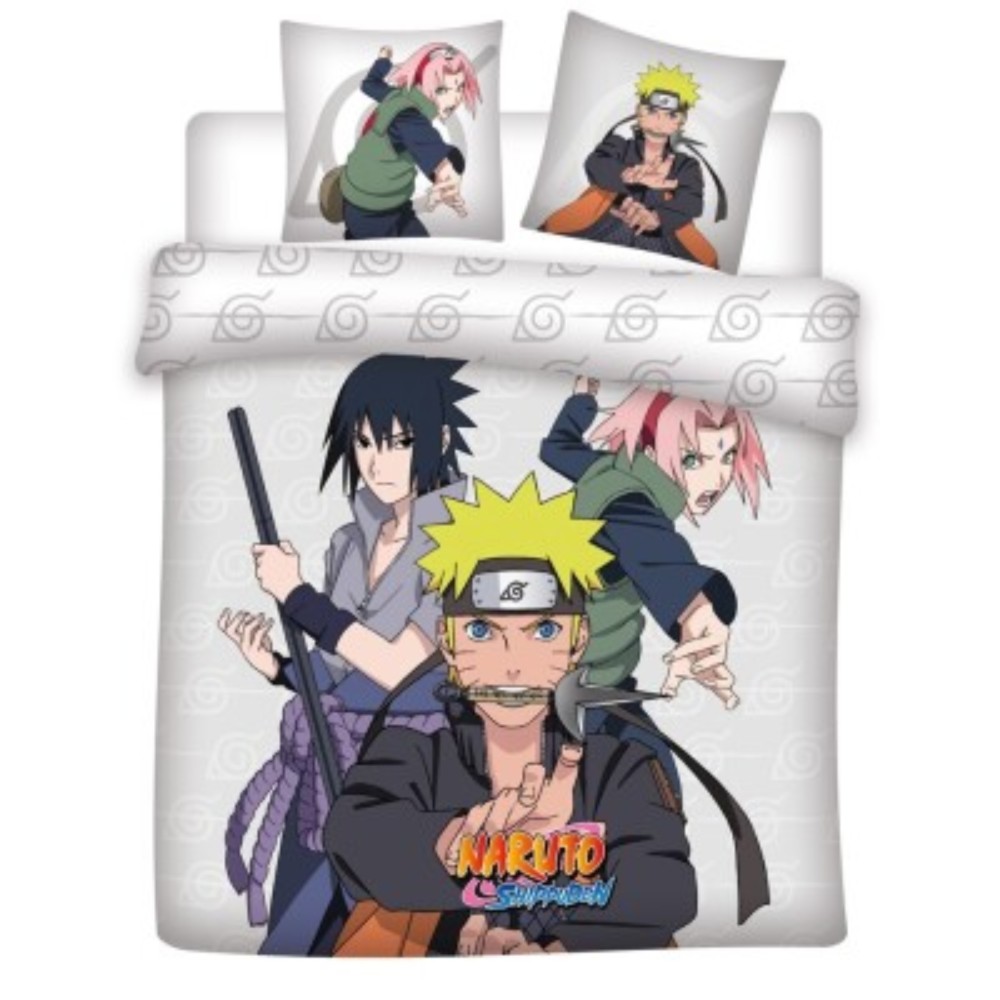 Parure de Lit Double Naruto Shippuden – Housse de Couette 220x240 cm + 2 Taies d'oreiller 63x63 cm – Oeko Tex – 100% Microfibre