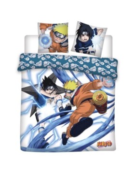 Parure de Lit Naruto – Housse de Couette Réversible 240x220 cm + 2 Taies d'oreiller 65x65 cm – Oeko Tex