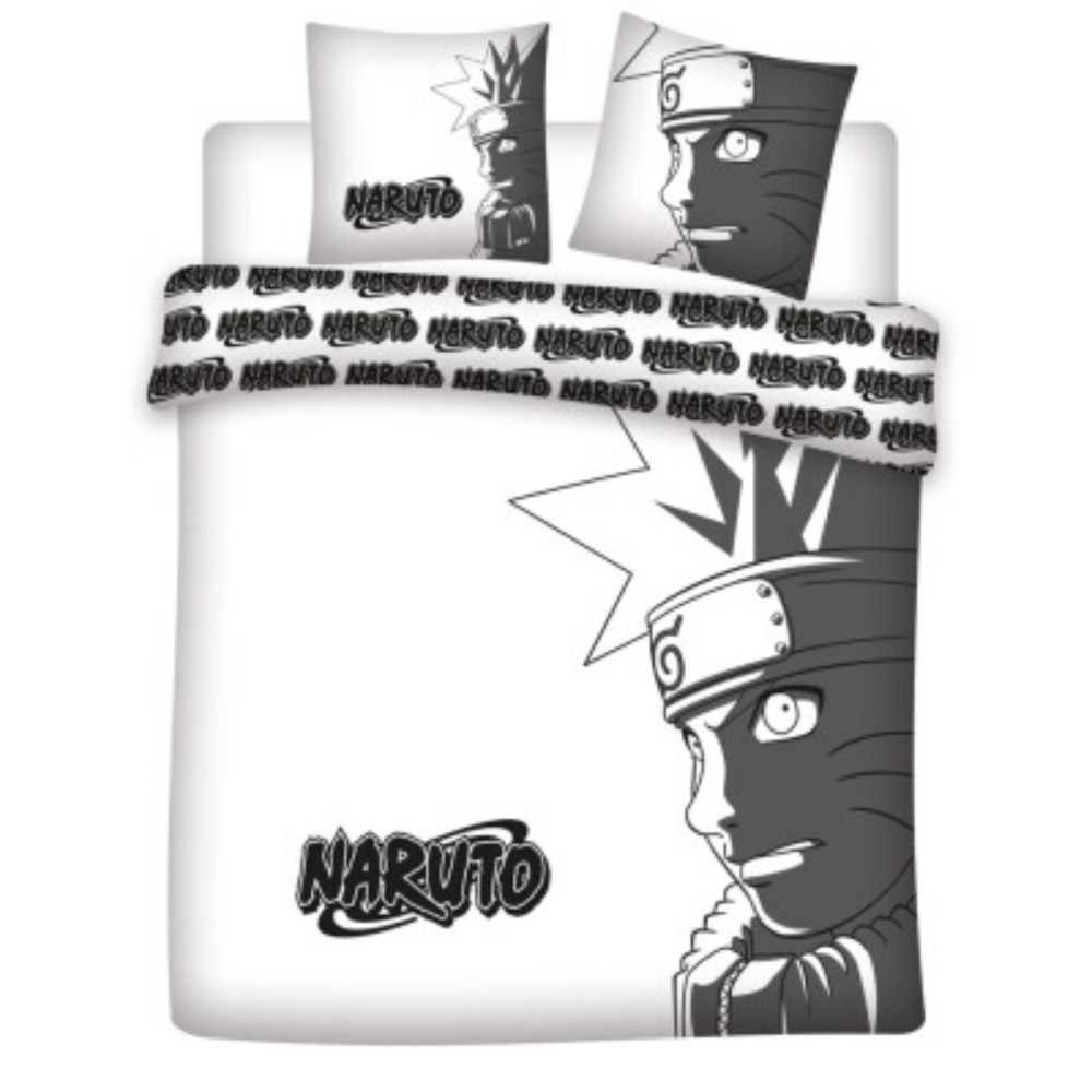 Parure de Lit Double Naruto Shippuden – Housse de Couette 240x220 cm + 2 Taies d'oreiller 65x65 cm – Oeko Tex – Polycoton