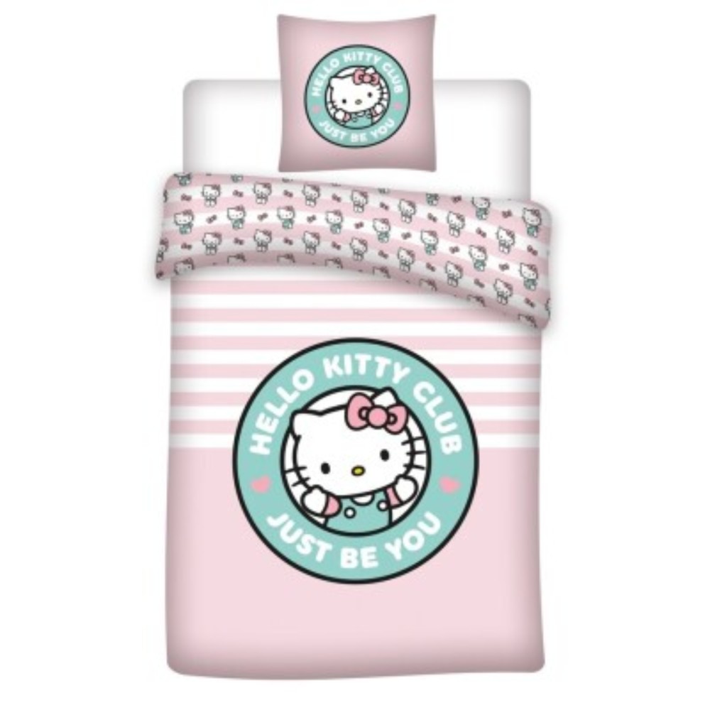 Juego de cama Hello Kitty – Funda nórdica 140x200 cm + Funda de almohada 65x65 cm – Polialgodón