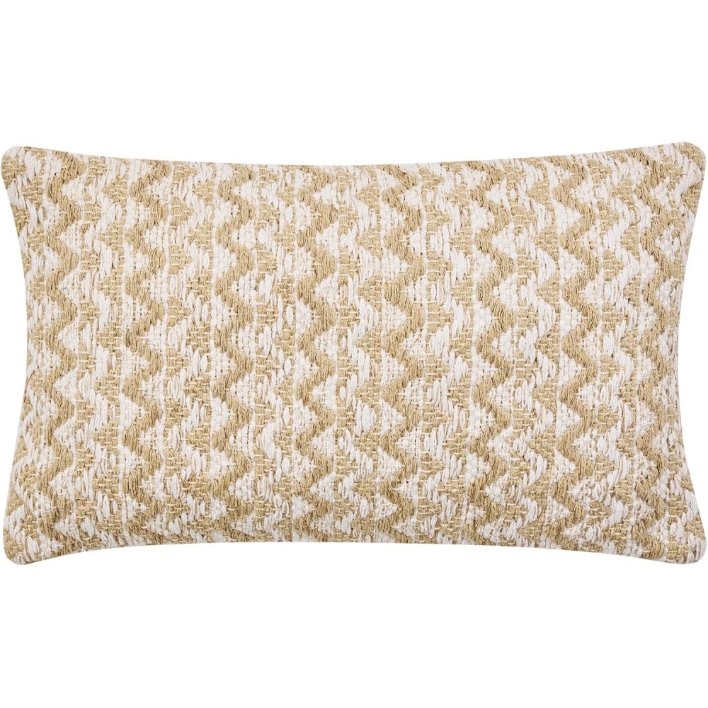 Coussin Déhoussable 30x50 cm Coton/Polyester Fantaisie avec Fils Métallisés - LOUMEO NATUREL