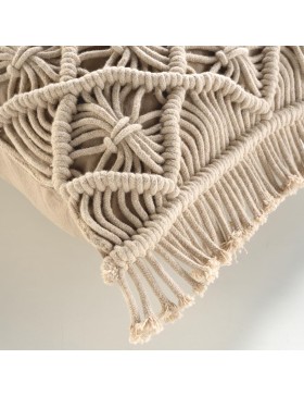 Almofada com capa removível 30x50 cm em algodão macramê - Indy | Elegância e conforto boêmios