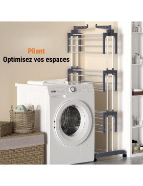 Stendibiancheria su ruote, 3 ripiani