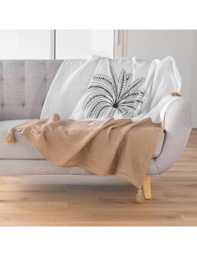 Gasa de algodón estampada con borlas de 125 x 150 cm - OASIA