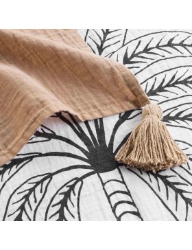 Gaze de algodão estampada com estampa de franjas, 125x150 cm - OASIA