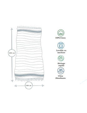 Toalla de playa Honeycomb 100% algodón - Suave y cómoda - Toalla de playa - 100x200cm