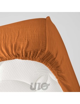 Sábana ajustable de gasa de algodón - Bolsillo de 30 cm de profundidad - Varios tamaños - Varios colores