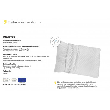 Rechteckiges Memory Foam-Kissen mit abnehmbarem Bezug – 40 x 60 cm