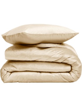 Conjunto de cama de veludo liso de 3 peças – VELINA – Capa de edredom macia + 2 fronhas – Roupa de cama – Certificado Oeko-TEX