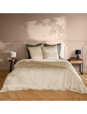 Conjunto de cama de veludo liso de 3 peças – VELINA – Capa de edredom macia + 2 fronhas – Roupa de cama – Certificado Oeko-TEX