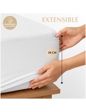 Protector de colchón ultra impermeable y antiácaros – Funda de colchón – 30 cm de profundidad