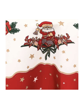Nappe de Noël motifs Père Noël ou Cloche - Ronde - Anti tâches