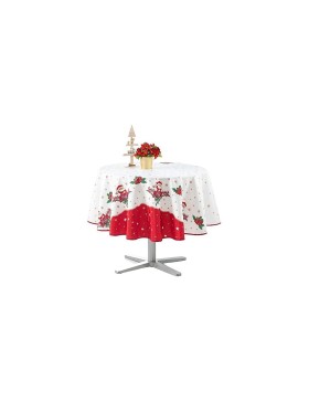 Nappe de Noël motifs Père Noël ou Cloche - Ronde - Anti tâches