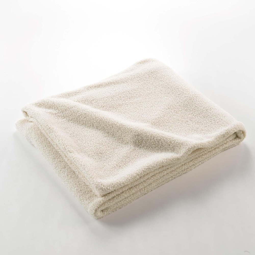 Plaid Bouclette Unie Ultra Doux 100% Polyester – Jeté de Canapé Confortable –  Déco Intérieure – Certifié Oeko-TEX