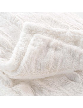 Coperta in pelliccia sintetica e sherpa 100% poliestere – FOXY – certificata Oeko-TEX