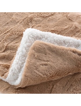 Coperta in pelliccia sintetica e sherpa 100% poliestere – FOXY – certificata Oeko-TEX