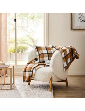 Plaid tartan e sherpa, misto fibre – scozzese – certificato Oeko-Tex