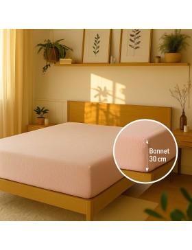 Sábana ajustable de gasa de algodón - Bolsillo de 30 cm de profundidad - Varios tamaños - Varios colores